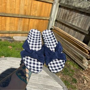 Draper James Stella navy Sandals‎ size 8 checkered spring cottagecore summer